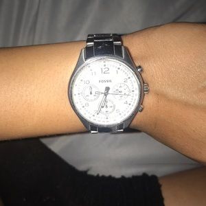 Silver Fossil Watch